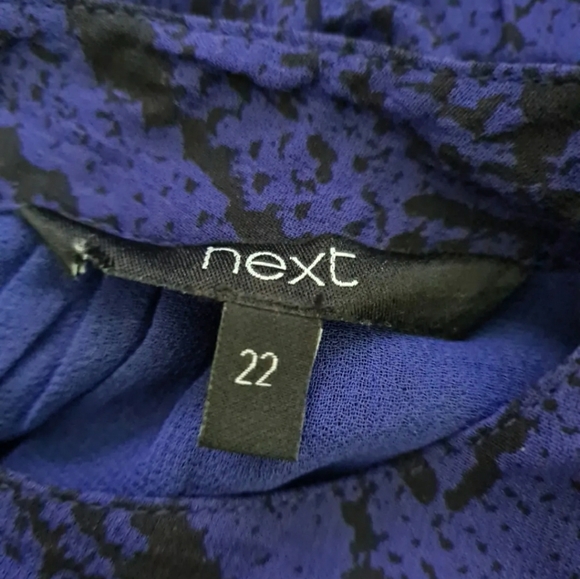 Next blue animal print dress size 22 semi sheer long sleeves - Picture 7 of 7